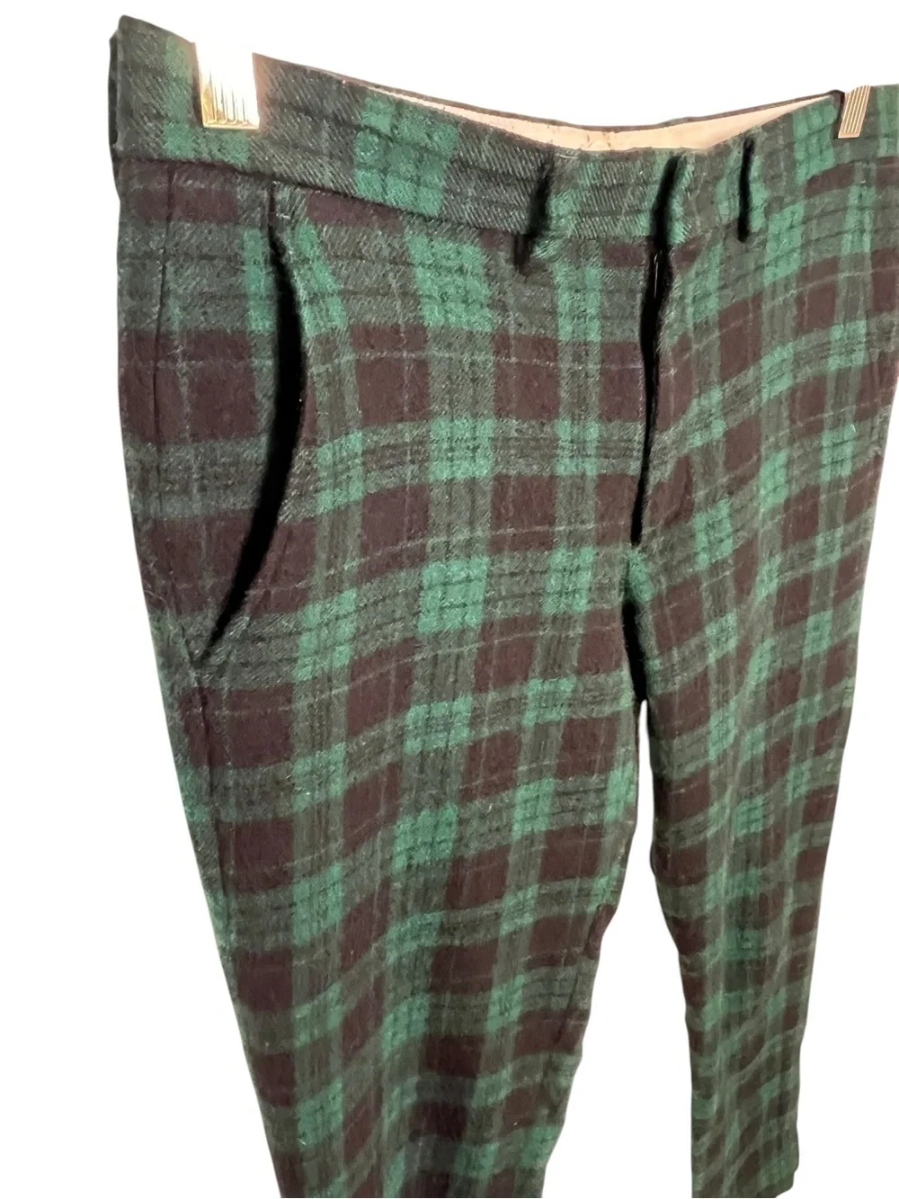 Men's Green Plaid Dress Pants - Classic Tailored Fit